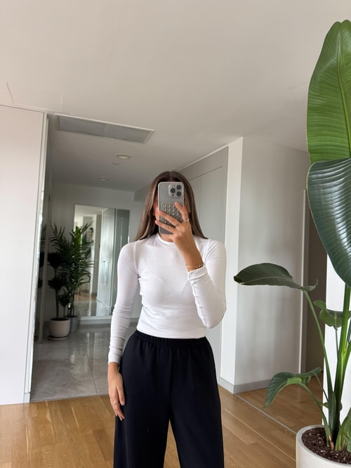 Ma Üretim Basic Uzun Kollu Bluz- Beyaz