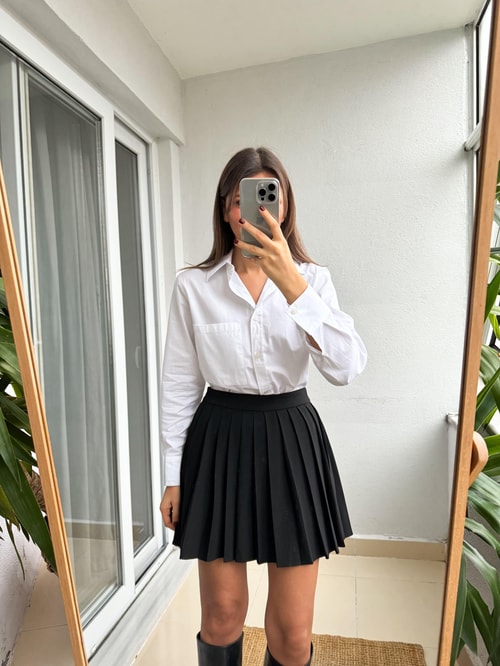 Massi Cepli Poplin Gömlek- Beyaz