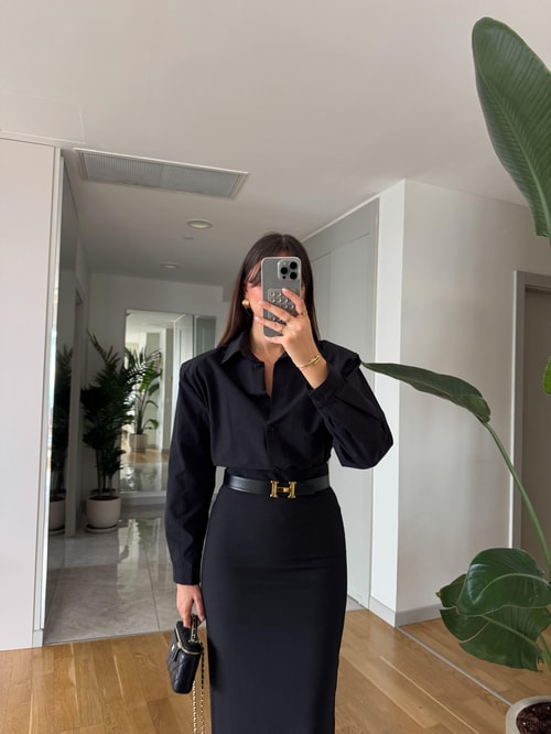 Mika Vatkalı Premium Gömlek-Siyah