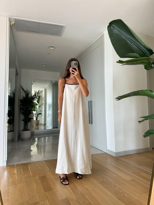Monica Biyeli Maxi Elbise-Taş