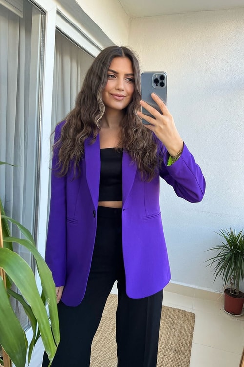 Mor Blazer Ceket
