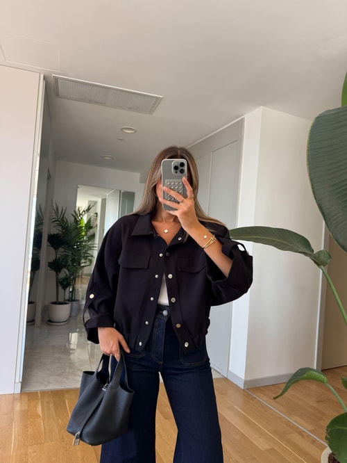 Mui Torba Cepli Bomber Ceket - Siyah