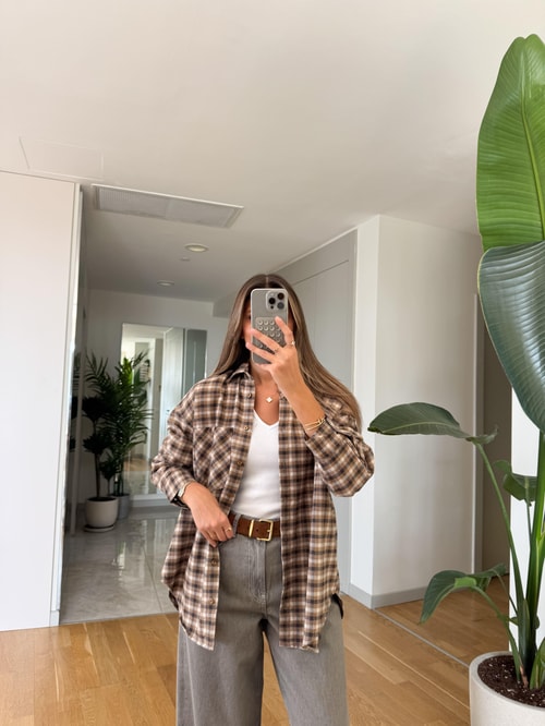 Nouns Kareli Gömlek - Kahve