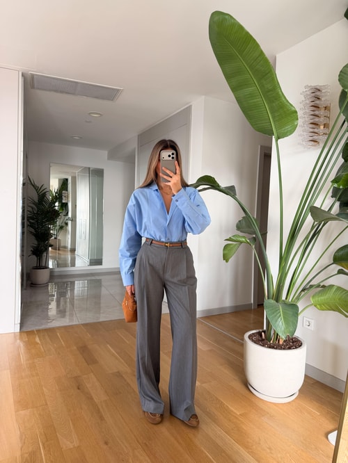 Önü Pileli Klasik Pantolon - Gri