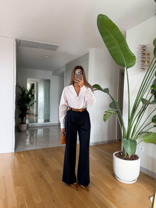 Önü Pileli Klasik Pantolon - Lacivert