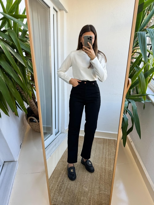 Oslo Siyah Mom Jean