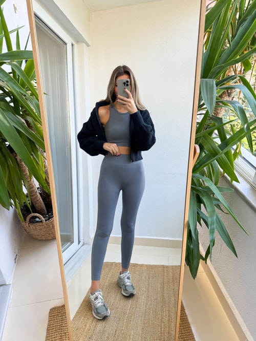 Oys Tayt Crop Takım-Antrasit 