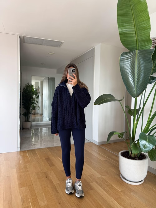 Oys Yüksek Bel Likralı Tayt - Lacivert