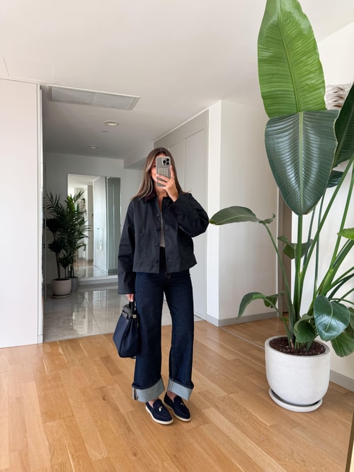 Paçası Katlı Yüksek Bel Jean - Lacivert