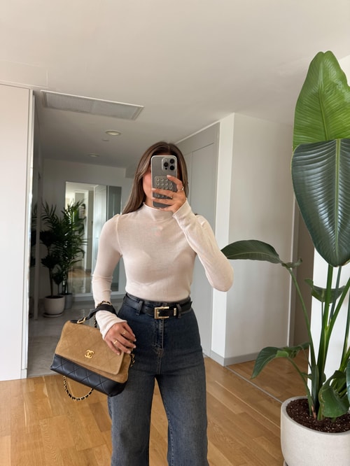 Patric Dik Yaka Triko Bluz - Ekru