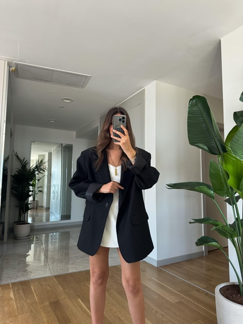 Rv Studio Premium Oversize Blazer-Siyah