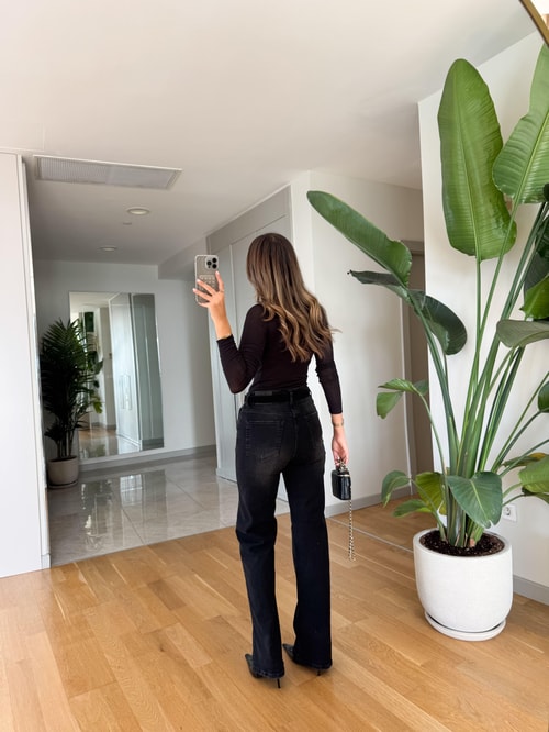 Sage Kemerli Wide Leg Jean - Antrasit · 3