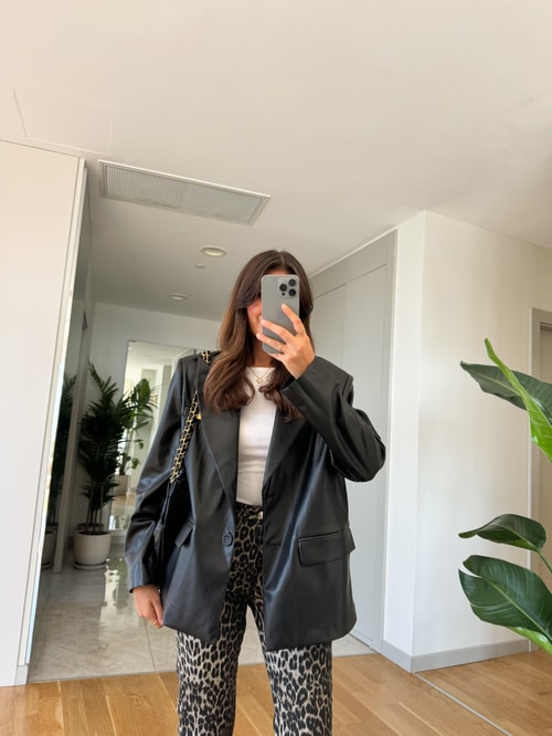 Siyah Blazer Deri Ceket
