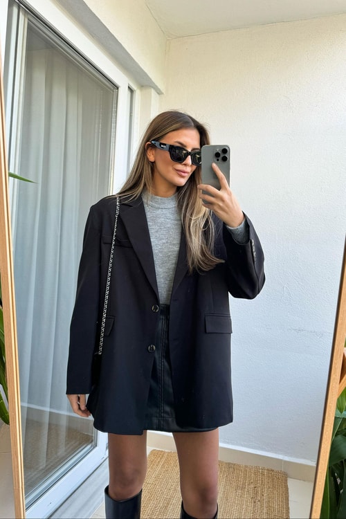 Siyah Oversize Blazer Ceket