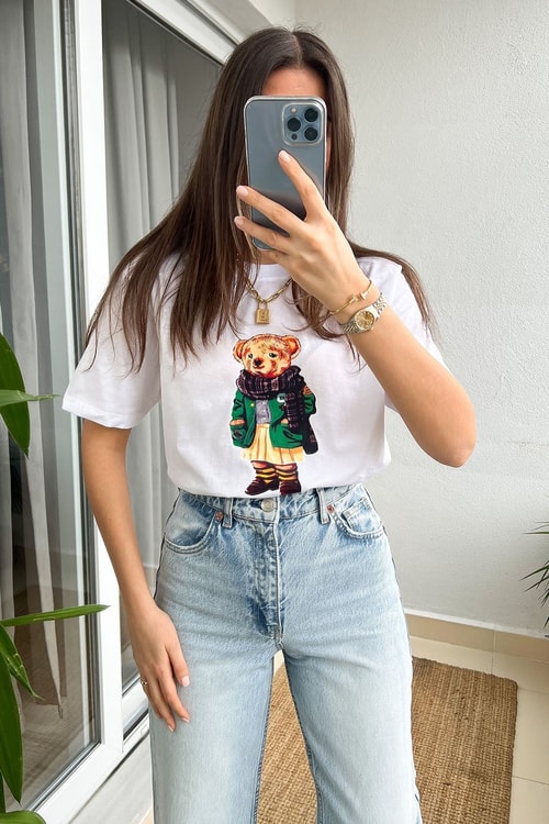 Teddy Bear Yeşil Baskılı Tişört