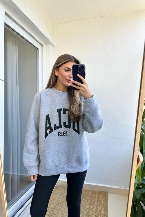 Ucla Baskılı Sweatshirt-Gri 