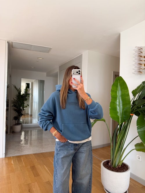 Urban Sırt Baskılı Sweatshirt - Mavi