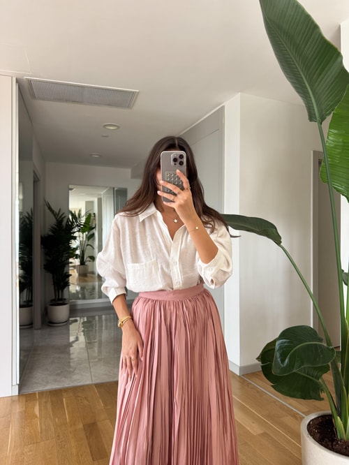 Vicky Tek Cepli Tensel Gömlek - Ekru