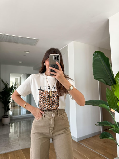 Vogue Leopar Baskılı Tişört
