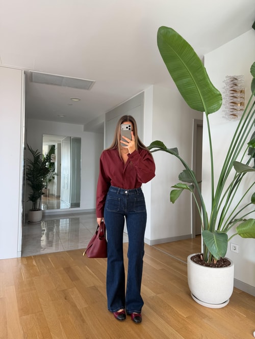 Welon Önden Cepli Yüksek Bel Jean - Mavi