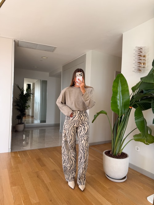 Zebra Desen Baggy Pantolon