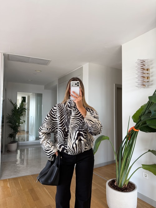 Zebra Desen Bomber Ceket 