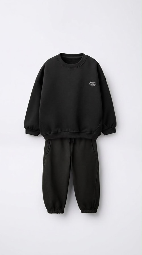 Çocuk Cool Vibes Baskılı Sweatshirt ve Eşofman Altı Takımı