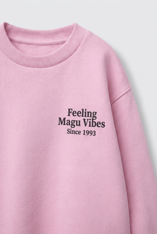 Kız Çocuk Pamuklu Minimal Yazı Baskılı Pembe Sweatshirt