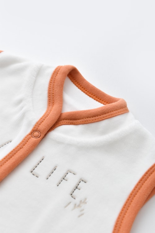 Unisex Bebek Organik Kadife Pamuklu Kaplumbağa Desenli Alt-Üst Takım - Body Yelek Pantolon