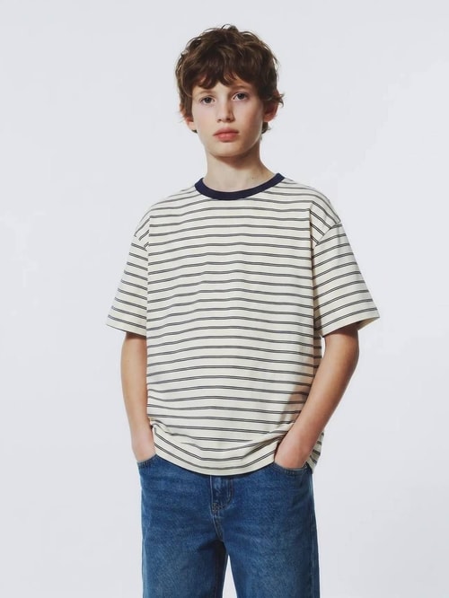 Çocuk Pamuklu Çizgili T-Shirt