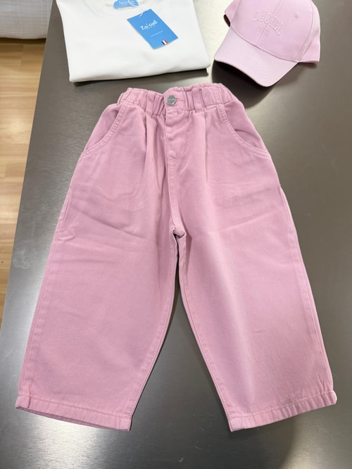 Kız Çocuk Pamuklu Mavi Gömlek Pembe Pantolon Takım - Cepli Düğmeli Şık Set