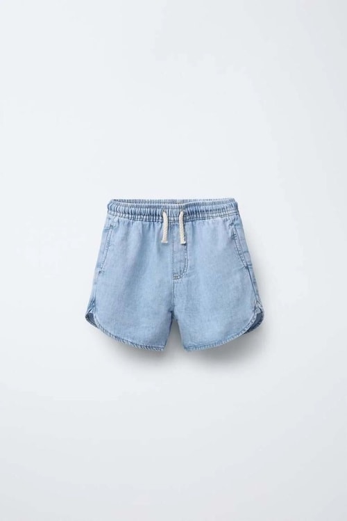 Erkek Çocuk Oversize Denim Mavi Gömlek Şort Takım - Yazlık İkili Takım