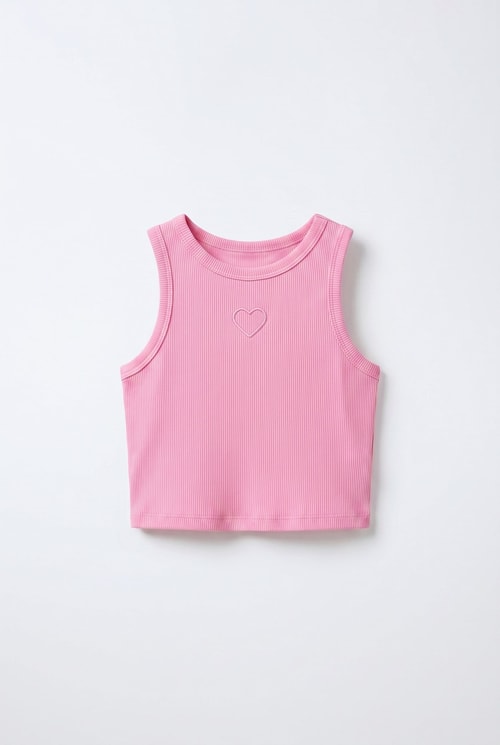 Kız Çocuk Pembe Kalp Atlet Bluz