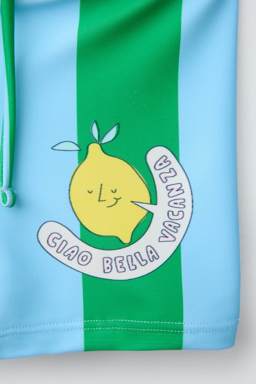 Erkek Çocuk Limon Desenli Deniz Şortu