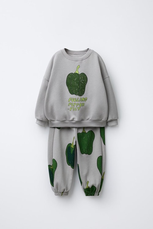 Çocuk Baskılı Gri Sweatshirt ve Eşofman Altı Takımı