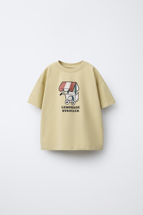 Erkek Çocuk Pamuklu Krem Limonata Arabası Baskılı T-Shirt Eşofman Takımı - Yeşil Çizgili Alt