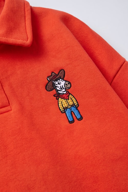 Çocuk Polo Yaka Nakış Detaylı Sweatshirt