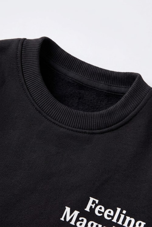 Çocuk Pamuklu Minimal Yazı Baskılı Siyah Sweatshirt