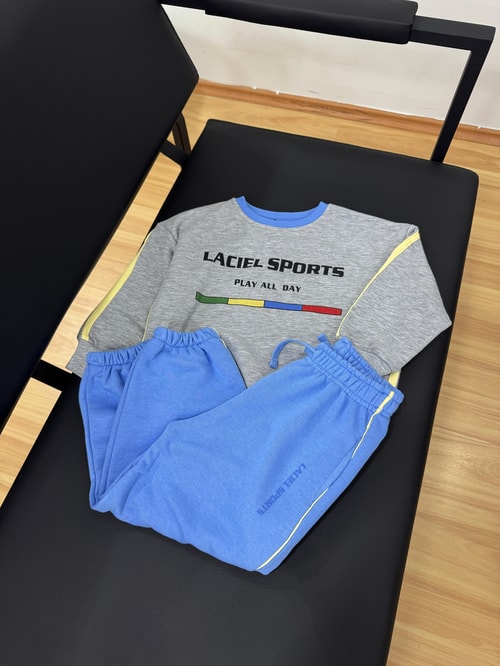 Unisex Çocuk Pamuklu Gri Spor Baskılı Sweatshirt – Rahat Kalıp, Yumuşak Doku