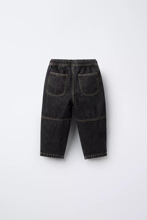 Erkek Çocuk Pamuklu Siyah Denim Jogger Pantolon – Büyük Cepli, Lastik Belli