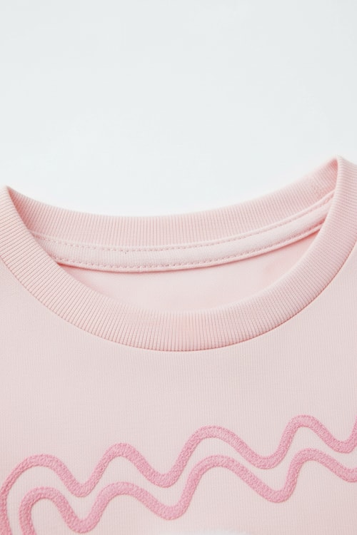 Kız Çocuk Pamuklu Pembe Dondurma Desenli T-Shirt ve Çizgili Tayt Takım