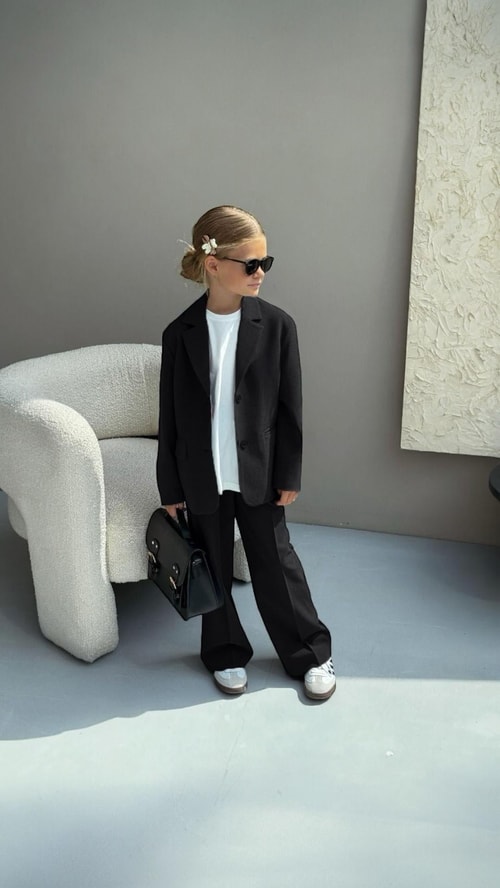 Kız Çocuk Oversize Blazer Ceket ve Pantolon Takımı – 2li Set, Şık ve Modern