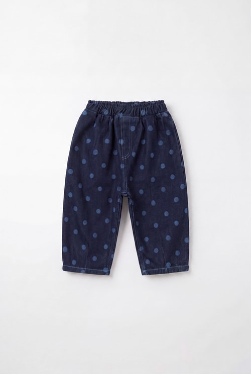 Çocuk Lacivert Puantiyeli Denim Pantolon
