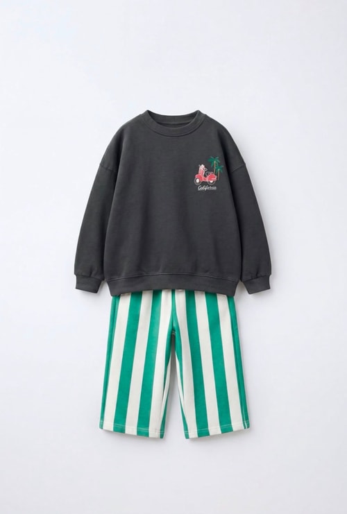 Çocuk  Antrasit Sweatshirt Eşofman Alt-Üst Takım
