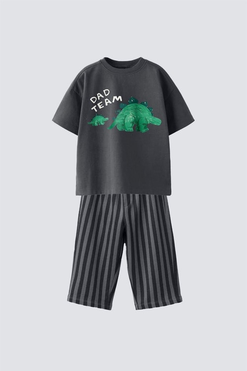 Erkek Çocuk Pamuklu Antrasit Baskılı T-Shirt ve Eşofman 2li Takım