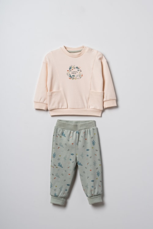 Bebek Pamuklu Deniz Temalı Sweatshirt Eşofman Takımı