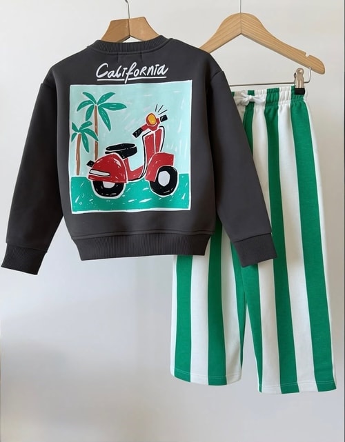 Çocuk  Antrasit Sweatshirt Eşofman Alt-Üst Takım
