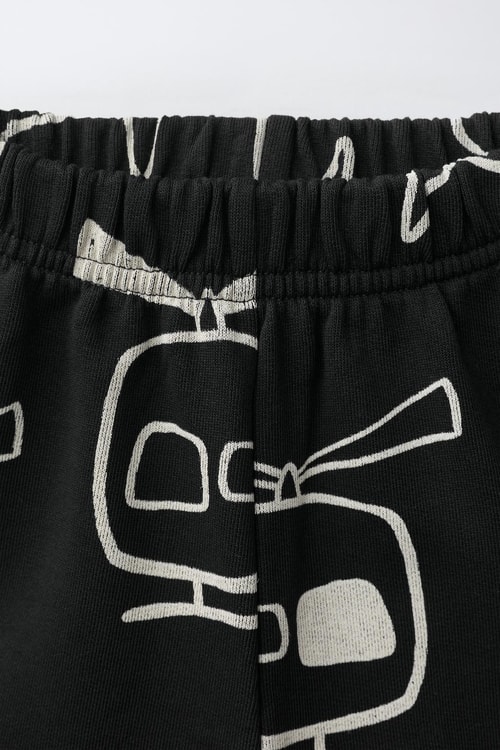 Çocuk Pamuklu Helikopter Desenli Siyah Sweatshirt ve Eşofman Altı Takımı