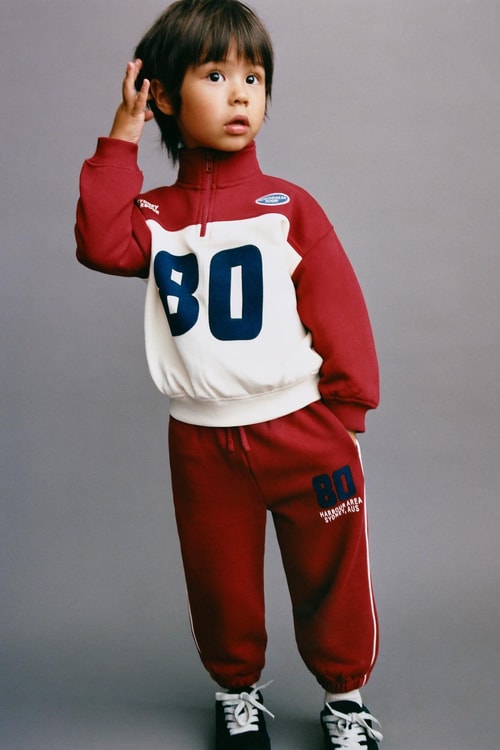 Çocuk Baskılı Bordo Ekru Fermuarlı Sweatshirt ve Eşofman Altı Takımı