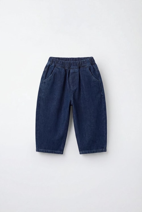 Unisex Çocuk Pamuklu Koyu Lacivert Denim Pantolon